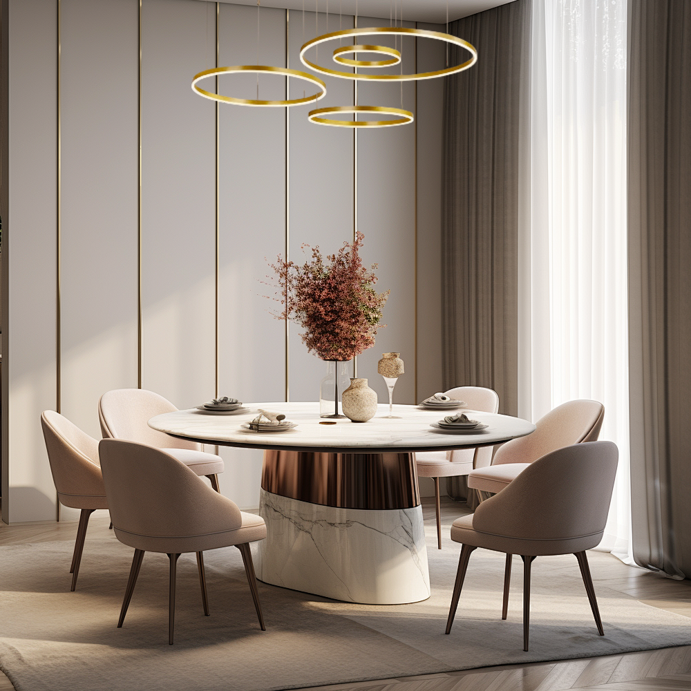 Modern 4-Ring Gold Pendant Light Dining Room